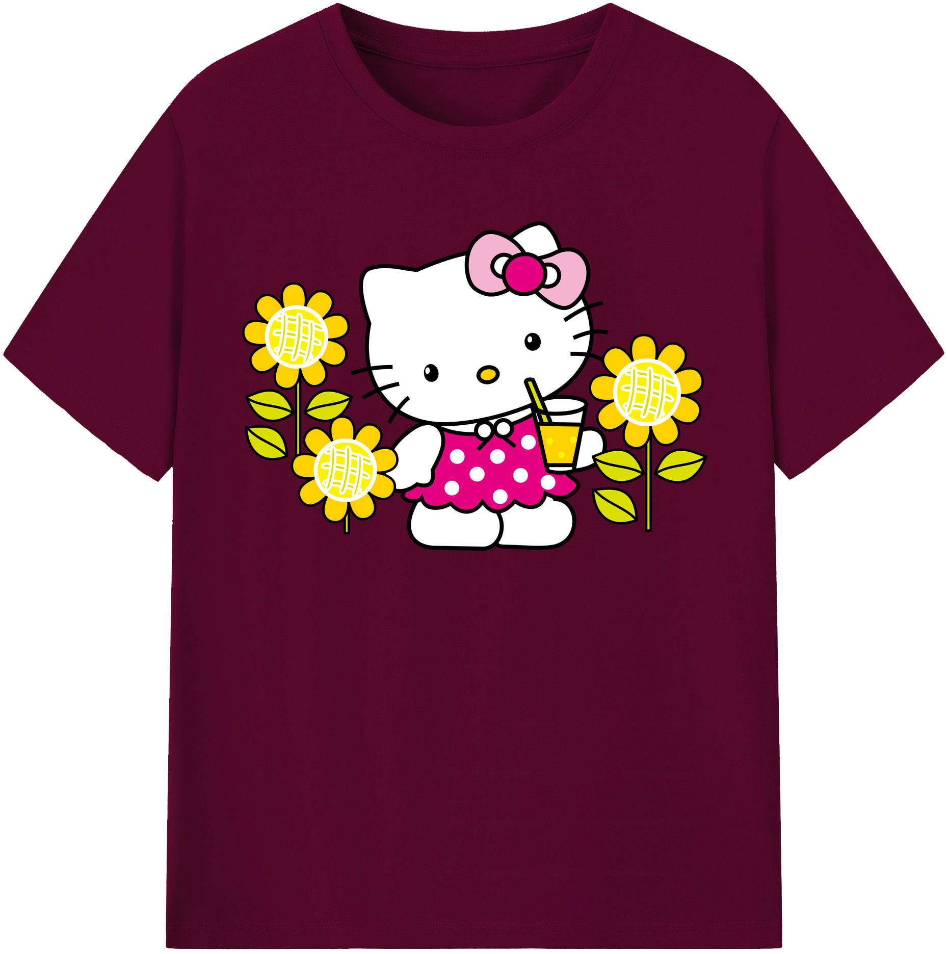 （画像用） Hello Kitty ハローキティ レディースカジュアルプリントTシャツ（綿100％）
